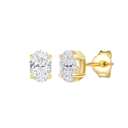 14K Lab Grown Oval Solitaire Earrings F-G VS1-VS2