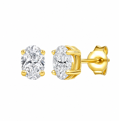 14K Lab Grown Oval Solitaire Earrings F-G VS1-VS2