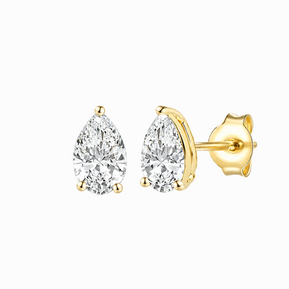 14K Lab Grown Pear Solitaire Earrings F-G VS1-VS2