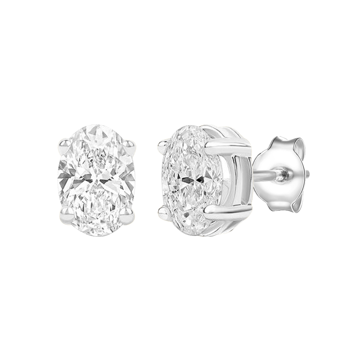 14K Lab Grown Oval Solitaire Earrings F-G VS1-VS2