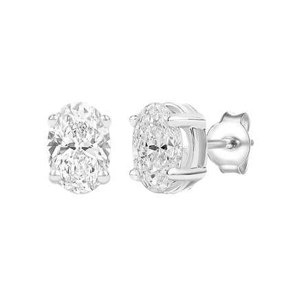 14K Lab Grown Oval Solitaire Earrings F-G VS1-VS2