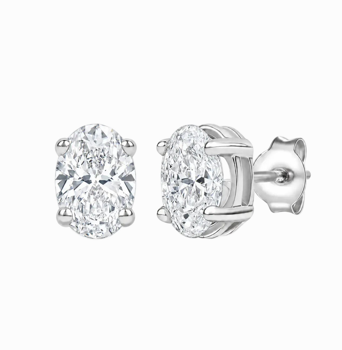 14K Lab Grown Oval Solitaire Earrings F-G VS1-VS2