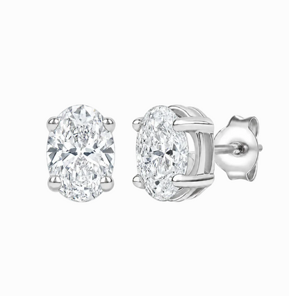 14K Lab Grown Oval Solitaire Earrings F-G VS1-VS2