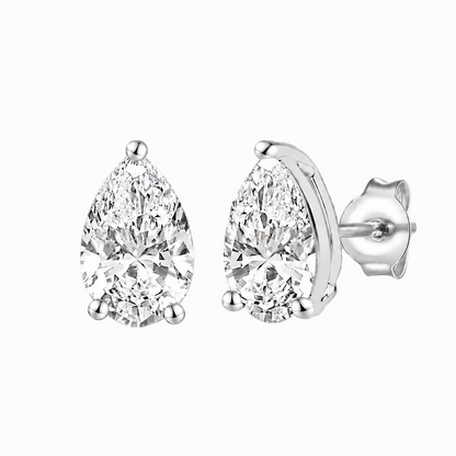 14K Lab Grown Pear Solitaire Earrings F-G VS1-VS2