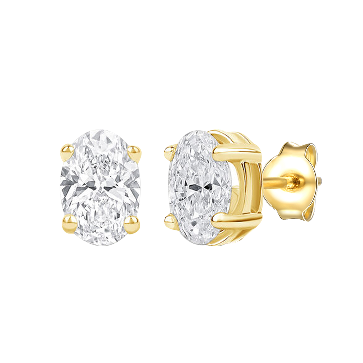 14K Lab Grown Oval Solitaire Earrings F-G VS1-VS2
