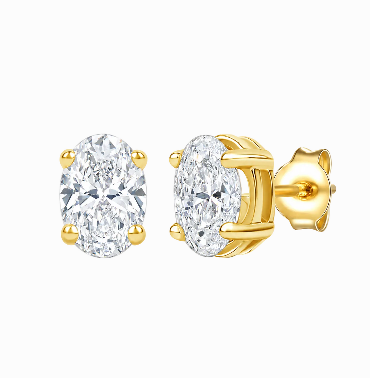 14K Lab Grown Oval Solitaire Earrings F-G VS1-VS2