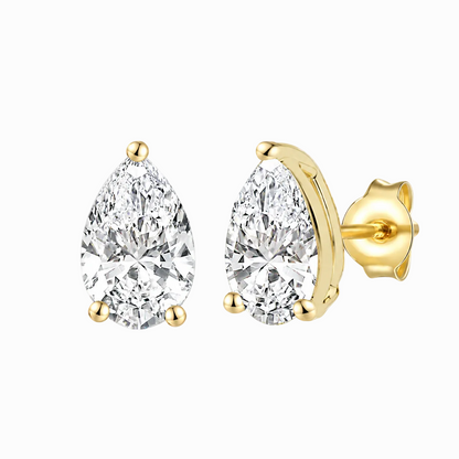 14K Lab Grown Pear Solitaire Earrings F-G VS1-VS2