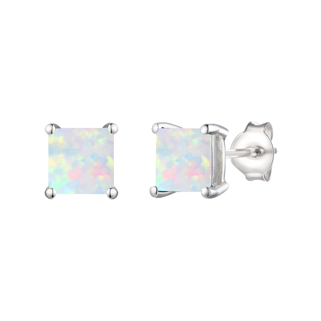 Sterling Silver 6mm Square Cut Stud Earrings