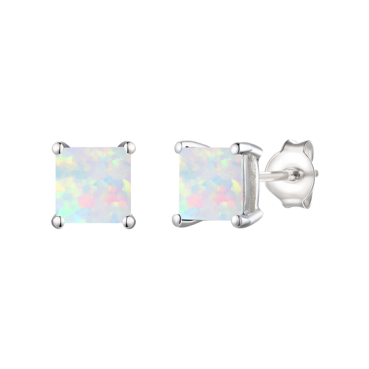 Sterling Silver 6mm Square Cut Stud Earrings
