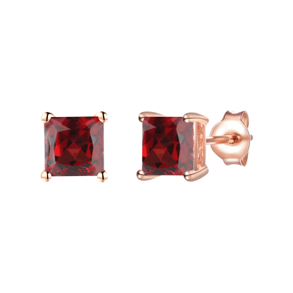 Sterling Silver 6mm Square Cut Stud Earrings