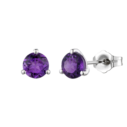 Sterling Silver 6mm Round Gemstone Stud Earrings