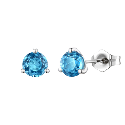 Sterling Silver 6mm Round Gemstone Stud Earrings