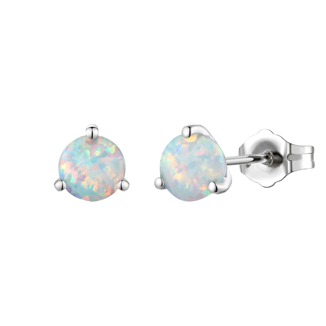 Sterling Silver 6mm Round Gemstone Stud Earrings