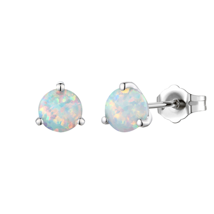 Sterling Silver 6mm Round Gemstone Stud Earrings