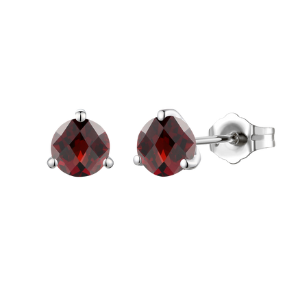 Sterling Silver 6mm Round Gemstone Stud Earrings