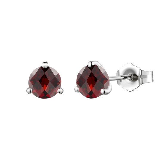 Sterling Silver 6mm Round Gemstone Stud Earrings