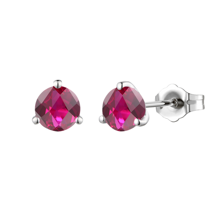 Sterling Silver 6mm Round Gemstone Stud Earrings