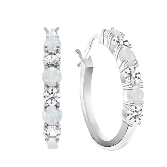 Sterling Silver Gemstone Hoop Earrings