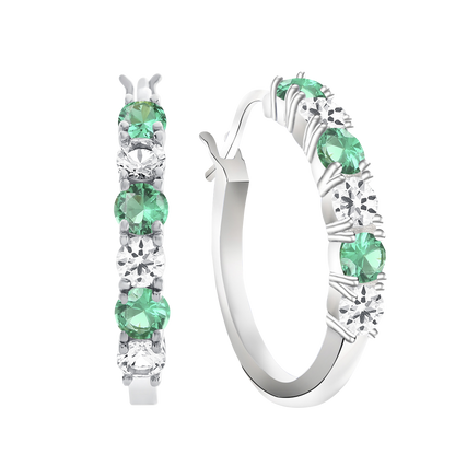Sterling Silver Gemstone Hoop Earrings