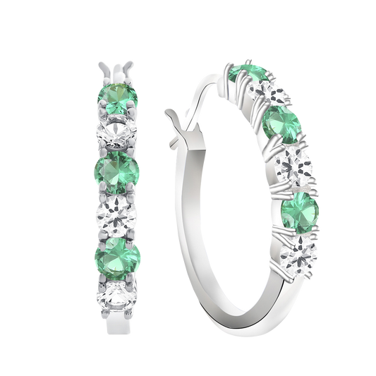 Sterling Silver Gemstone Hoop Earrings