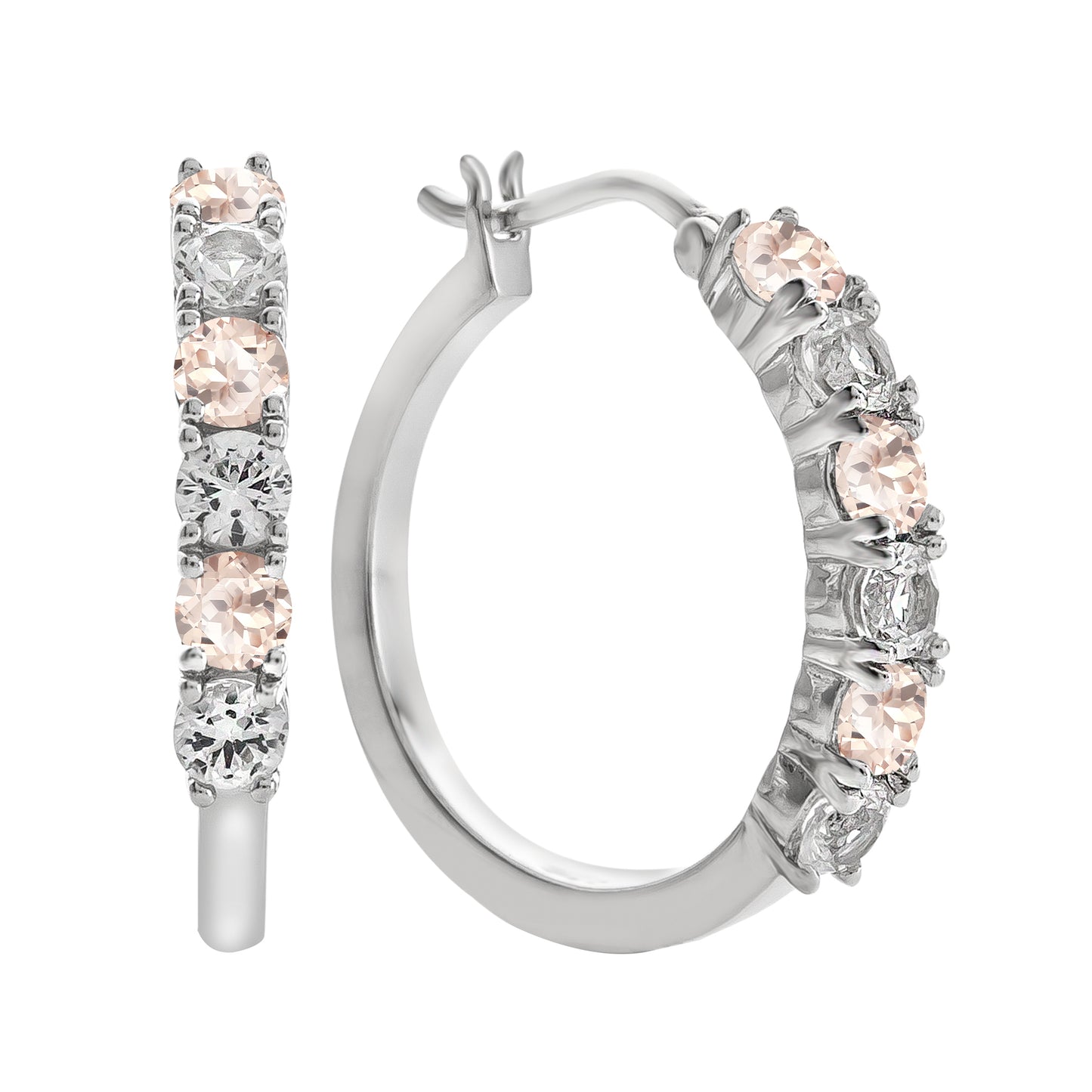 Sterling Silver Gemstone Hoop Earrings