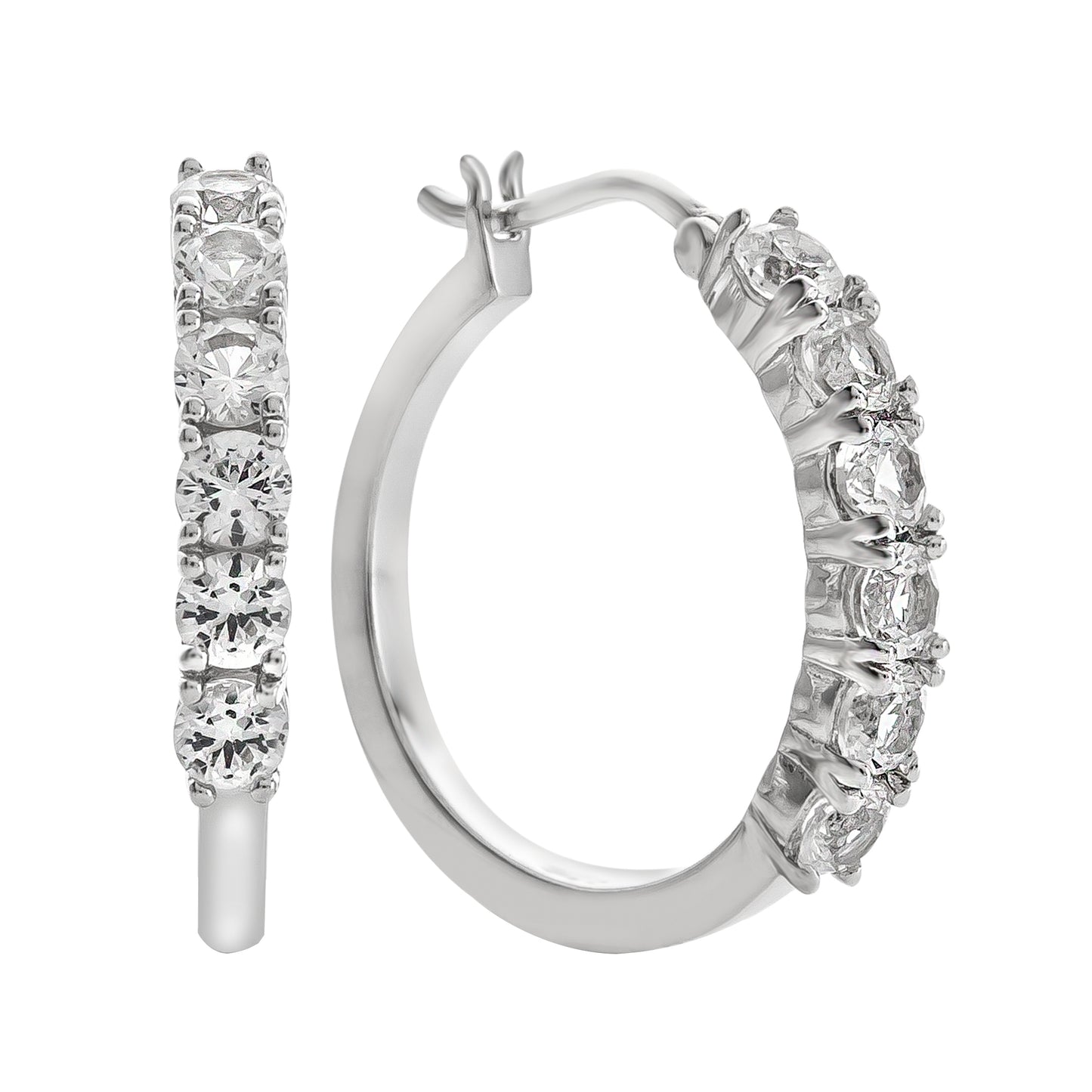 Sterling Silver Gemstone Hoop Earrings