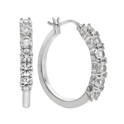 Sterling Silver Gemstone Hoop Earrings