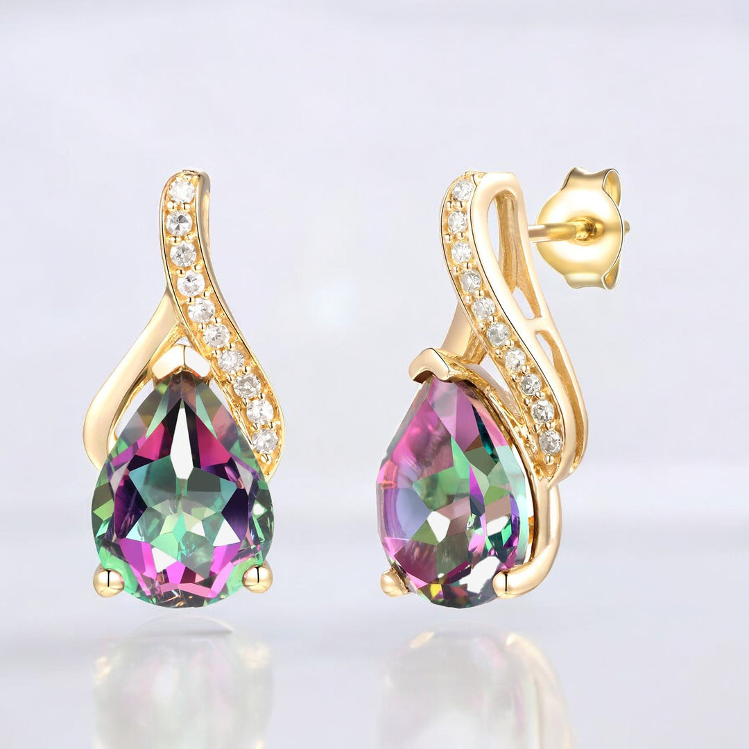 14K Gold over Sterling Silver Mystic Topaz Pear Drop Earring