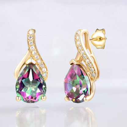 14K Gold over Sterling Silver Mystic Topaz Pear Drop Earring