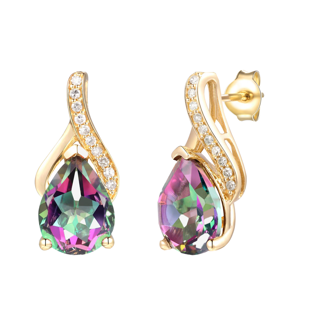 14K Gold over Sterling Silver Mystic Topaz Pear Drop Earring