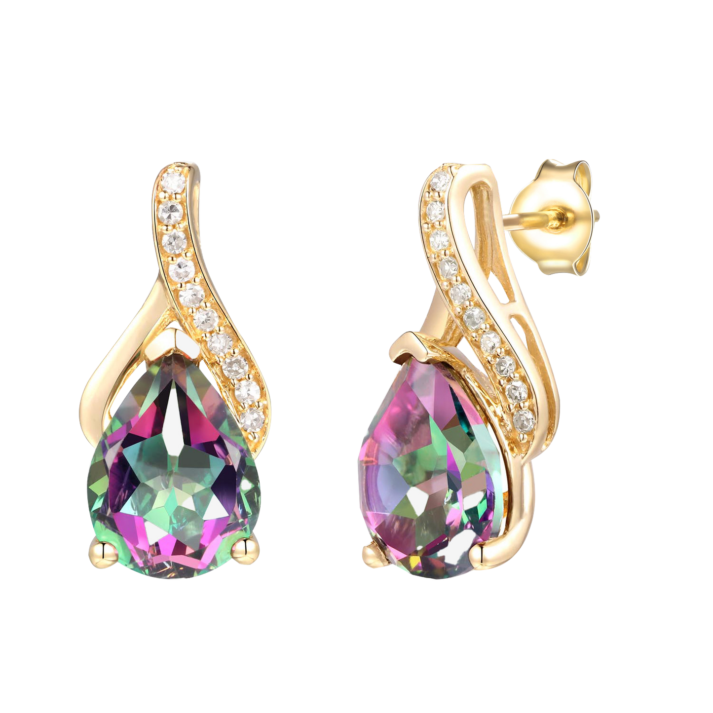 14K Gold over Sterling Silver Mystic Topaz Pear Drop Earring