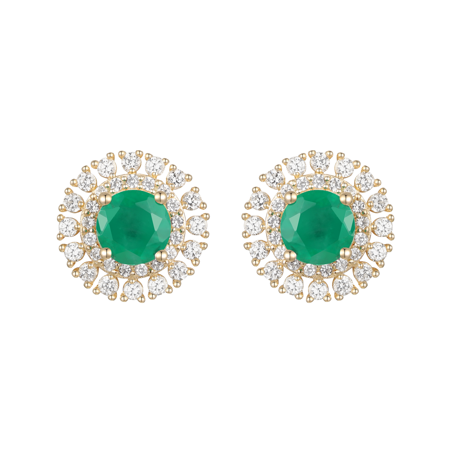 10K-Genuine-Gemstone-&-1/2-ct-tw-Diamond-Round-Stud-Earring