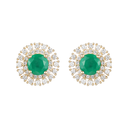 10K-Genuine-Gemstone-&-1/2-ct-tw-Diamond-Round-Stud-Earring