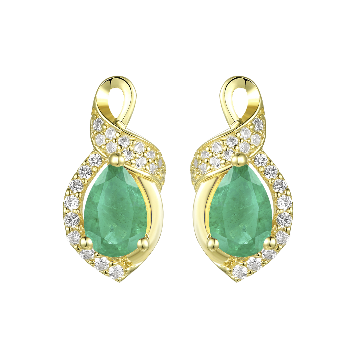 10K Genuine Gemstone & 1/6 ct tw Diamond Pear Earring