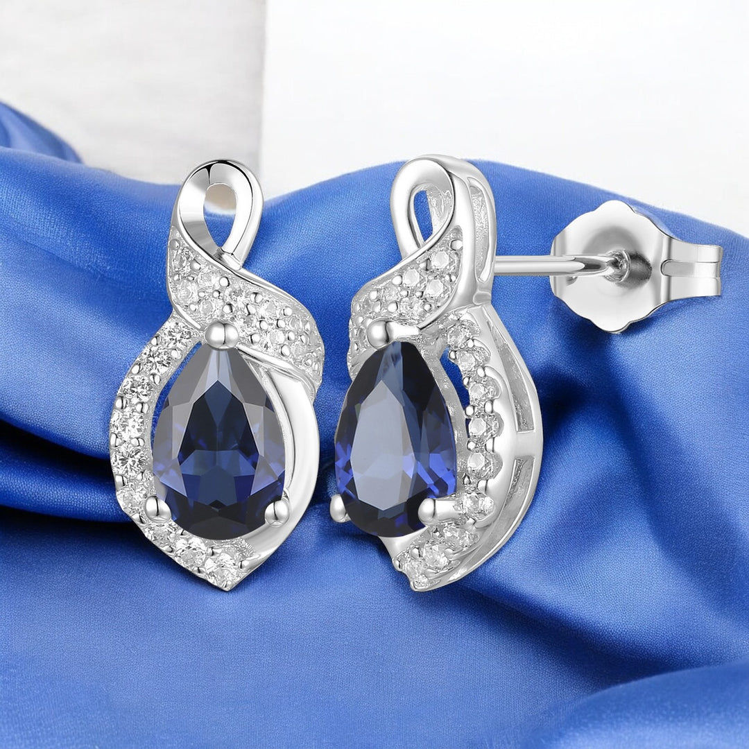 10K Genuine Gemstone & 1/6 ct tw Diamond Pear Earring