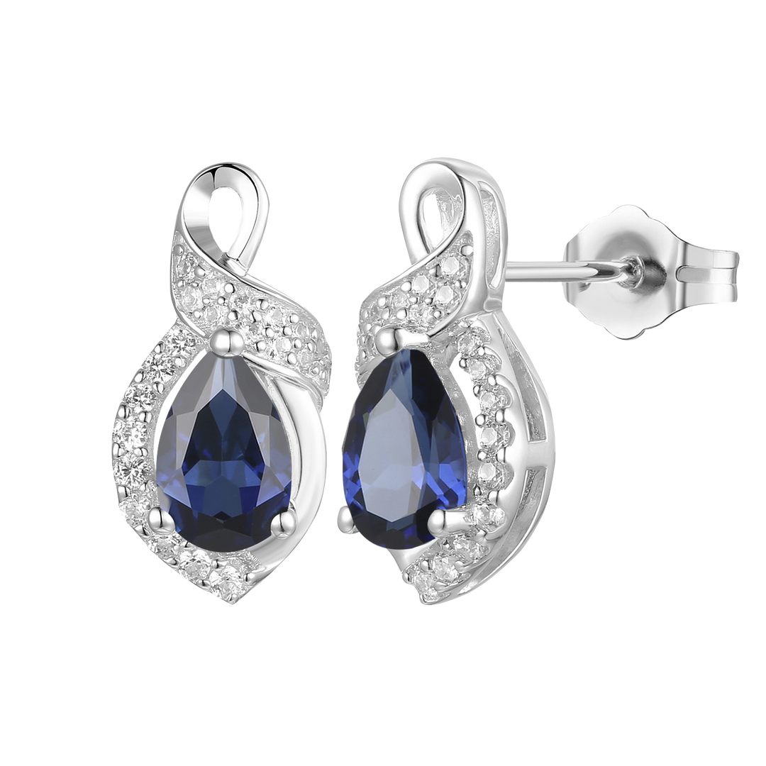 10K Genuine Gemstone & 1/6 ct tw Diamond Pear Earring