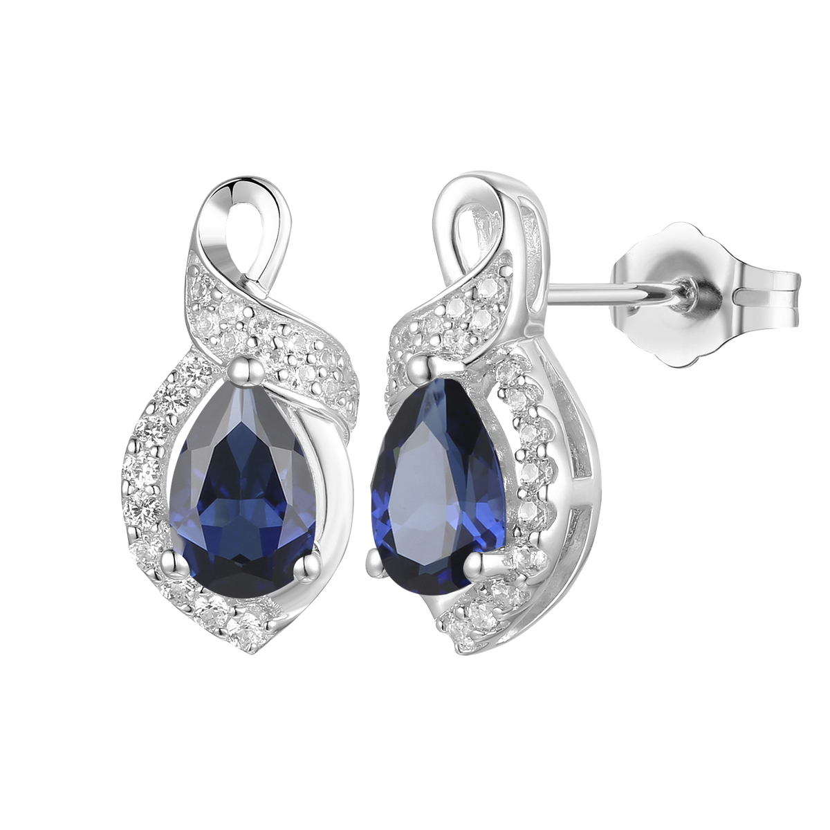 10K Genuine Gemstone & 1/6 ct tw Diamond Pear Earring