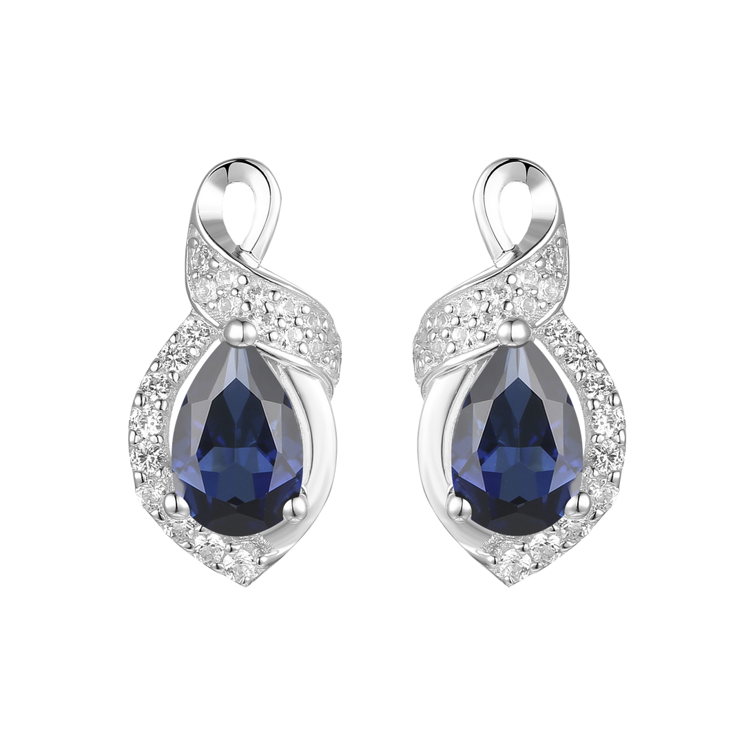 10K Genuine Gemstone & 1/6 ct tw Diamond Pear Earring