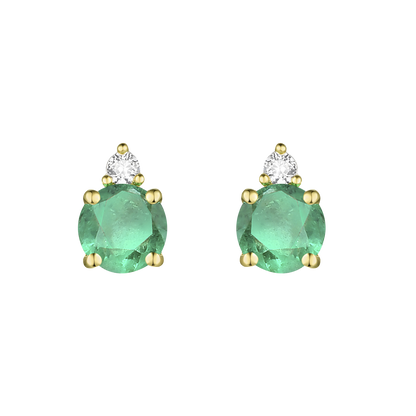 10K Genuine Gemstone & 1/20 ct tw Diamond Stud Earring