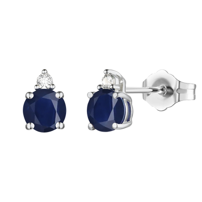10K Genuine Gemstone & 1/20 ct tw Diamond Stud Earring