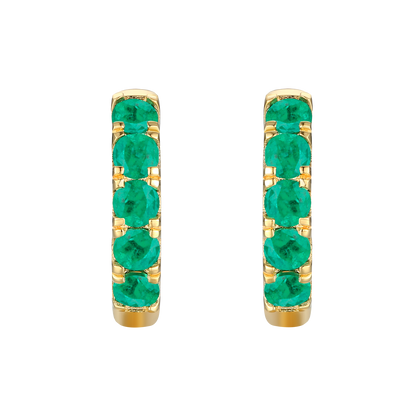 10K Genuine Gemstone Huggie Hoop Earring