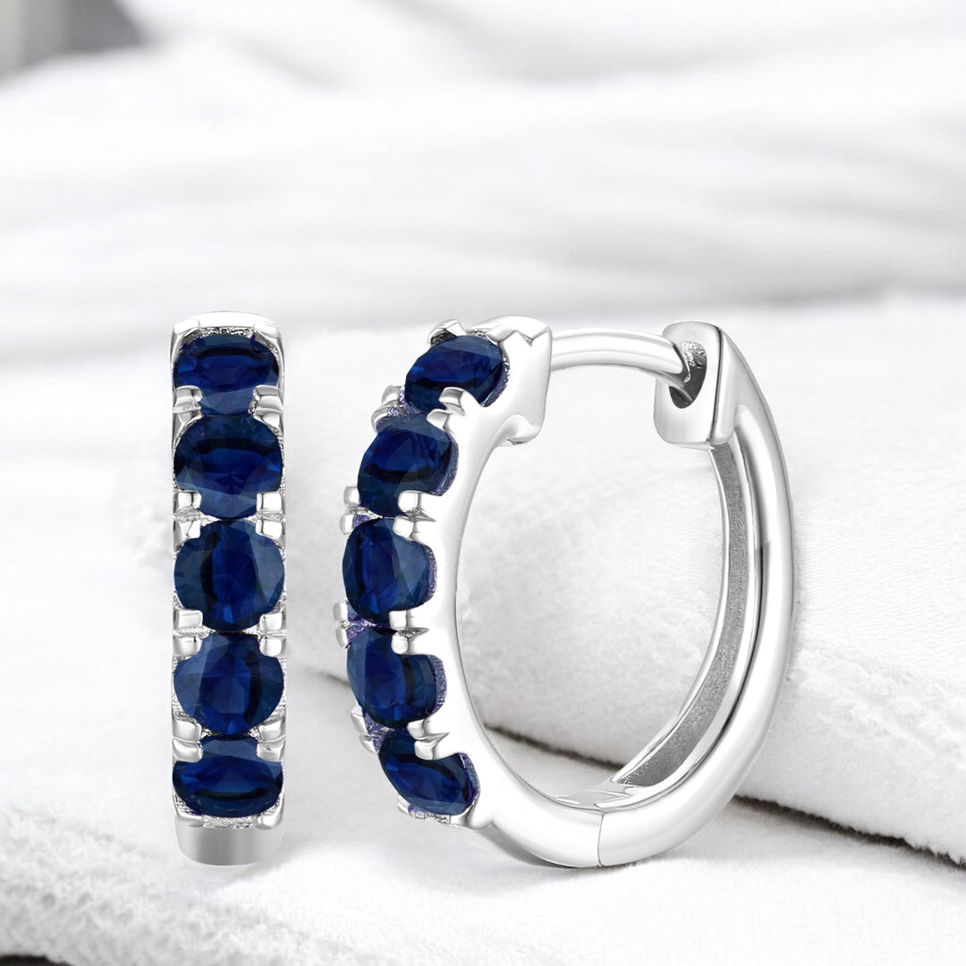 10K Genuine Gemstone Huggie Hoop Earring