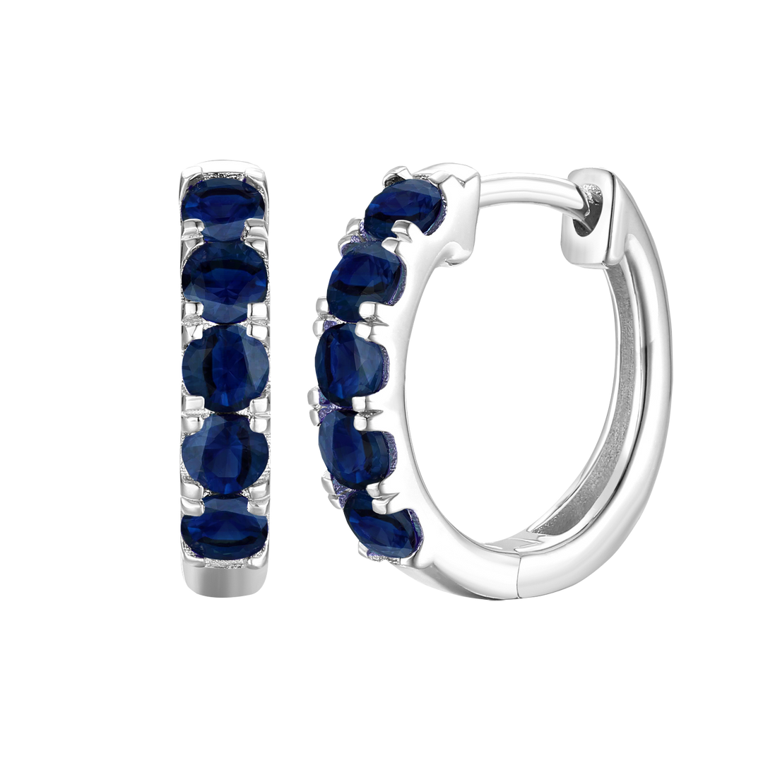 10K Genuine Gemstone Huggie Hoop Earring