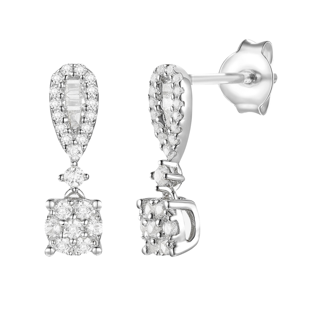 10K White Gold 1/3 ct tw Diamond Drop Earrings