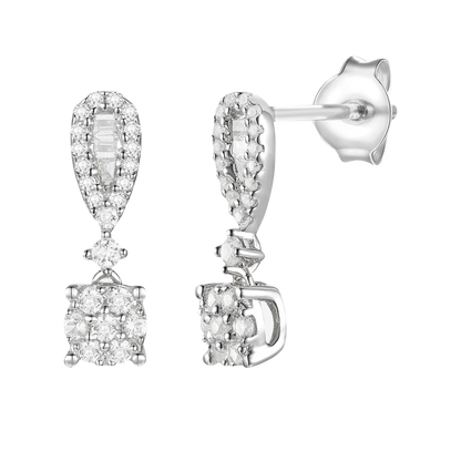 10K White Gold 1/3 ct tw Diamond Drop Earrings