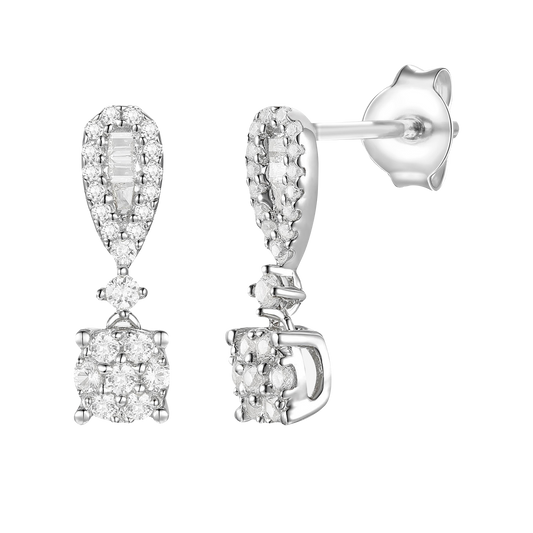 10K White Gold 1/3 ct tw Diamond Drop Earrings
