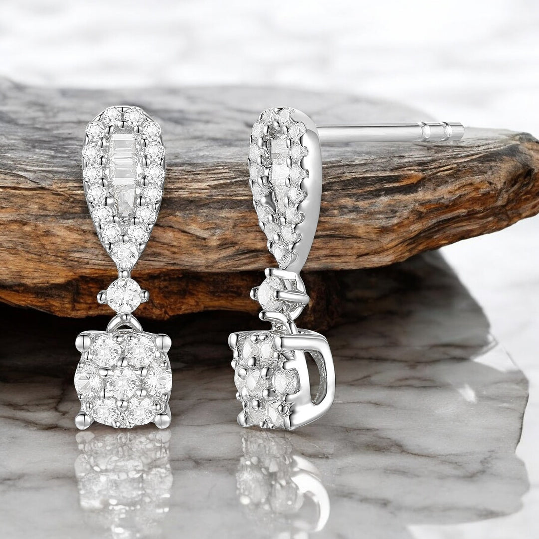 10K White Gold 1/3 ct tw Diamond Drop Earrings