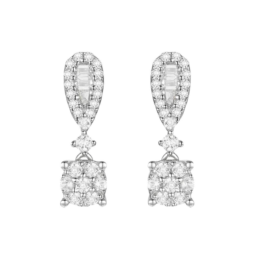 10K White Gold 1/3 ct tw Diamond Drop Earrings