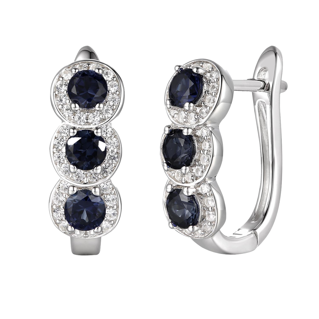 10K Genuine Gemstone & 1/4 ct tw Diamond Hinged Hoop Earring