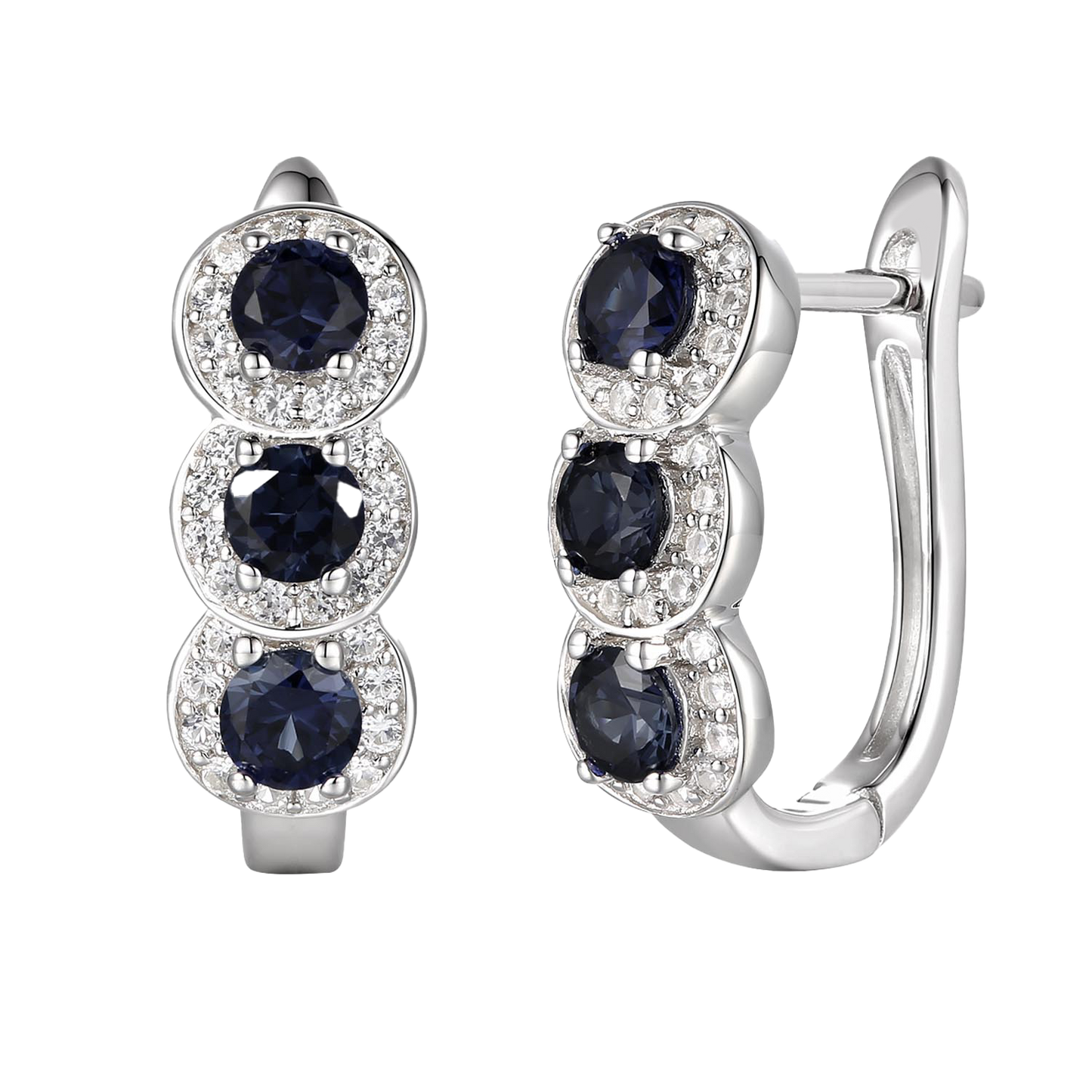 10K Genuine Gemstone & 1/4 ct tw Diamond Hinged Hoop Earring